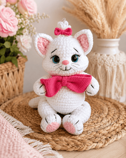 Cat Crochet Pattern: Kitty with a Bow Easy Plush Amigurumi - My Store