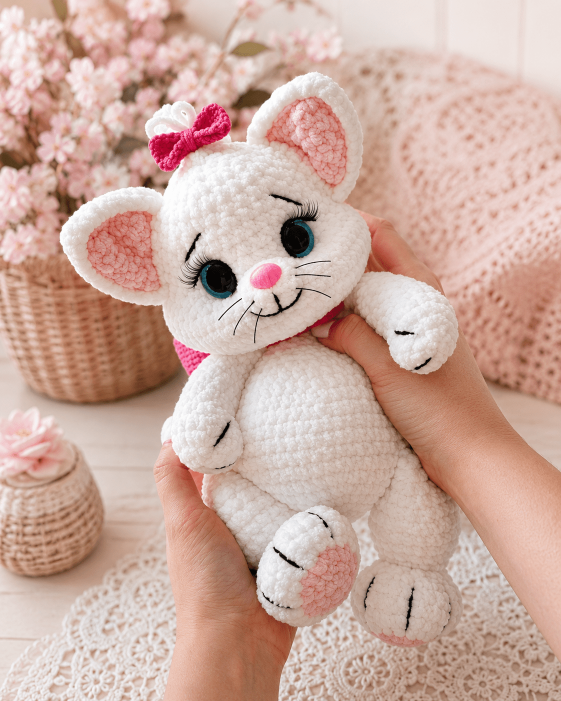 Cat Crochet Pattern: Kitty with a Bow Easy Plush Amigurumi - My Store