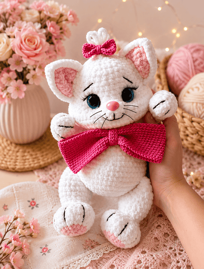 Cat Crochet Pattern: Kitty with a Bow Easy Plush Amigurumi - My Store