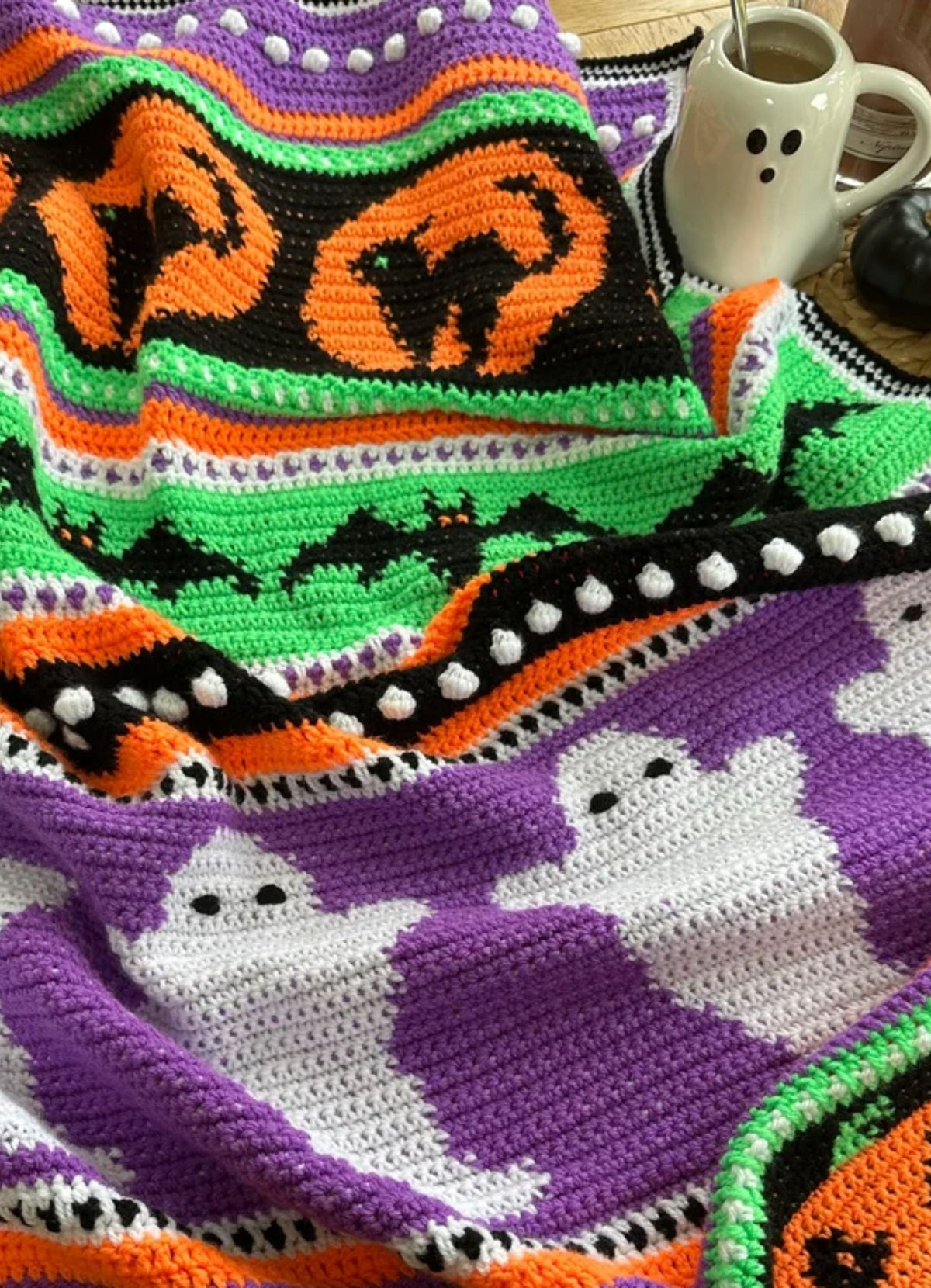 Halloween Crochet Blanket & Afghan Pattern | Ghost, Bat, Pumpkin PDF - Velvetloophouse